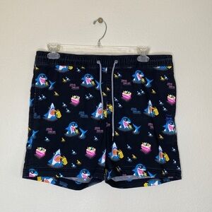 Party Pants shark board shorts swim trunks Sz extra large black